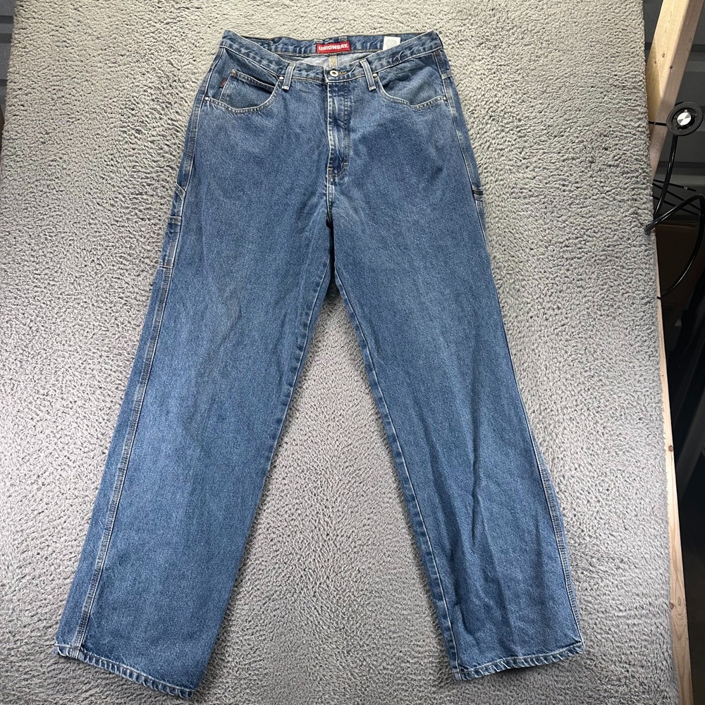 Vintage UnionBay Jeans Mens 36x34 Blue Cotton‎ Denim Straight Carpenter Baggy